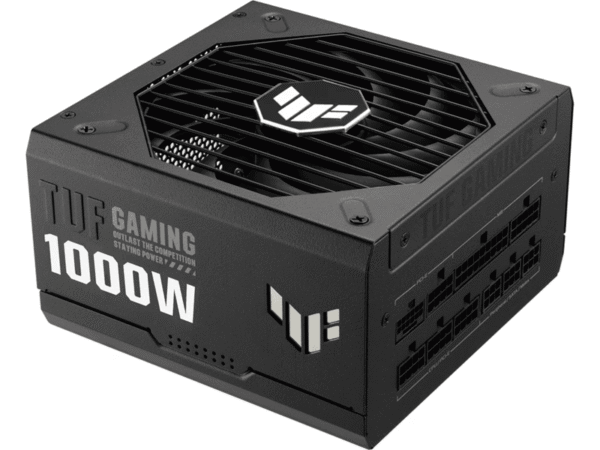 ASUS TUF Gaming 1000W strømforsyning i svart med modulære tilkoblinger og toppventilator