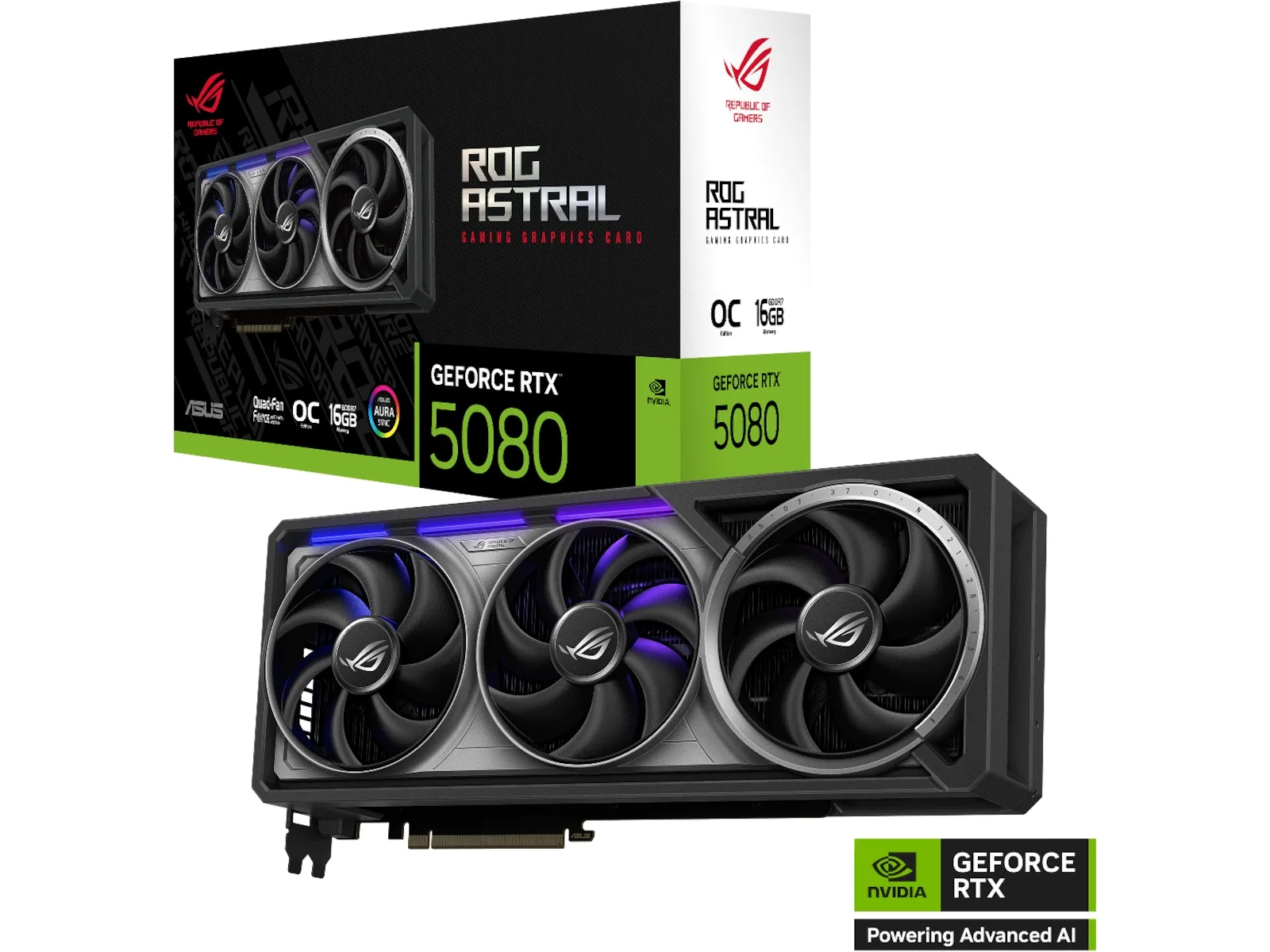 ASUS ROG Astral GeForce RTX 5080 Gaming OC, PCI Express 5.0, 16GB GDDR7